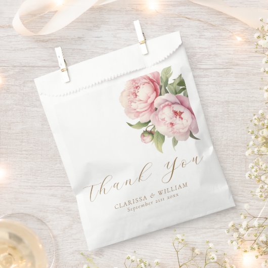 Elegant Blush Bloemen Waterverf Goud Wit Bruiloft Bedankzakje (Geknipt)