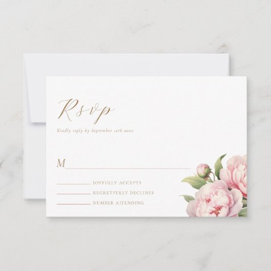Elegant Blush Bloemen Waterverf Modern Bruiloft RSVP Kaartje (Voorkant)