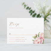 Elegant Blush Bloemen Waterverf Modern Bruiloft RSVP Kaartje (Staand voorkant)