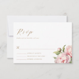 Elegant Blush Bloemen Waterverf Modern Bruiloft RSVP Kaartje