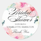 Elegant Blush Bloemen Waterverf Vrijgezellenfeest Ronde Sticker (Voorkant)