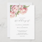 Elegant Blush Bloemen Wit Modern Script Bruiloft Kaart (Voorkant)