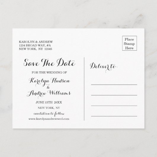 Elegant Blush Bloom Floral Wedding Save the Date Aankondigingskaart (Achterkant)