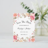 Elegant Blush Bloom Floral Wedding Save the Date Aankondigingskaart (Staand voorkant)