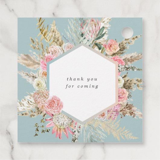 Elegant Blush Bohemian Floral Vrijgezellenfeest Bedankjes Labels (Achterkant)