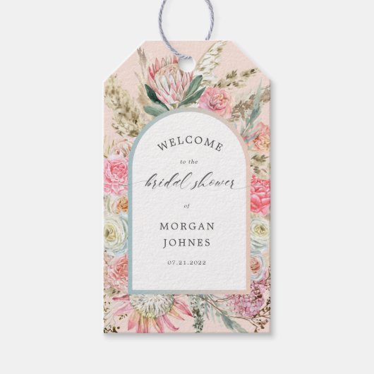Elegant Blush Bohemian Floral Vrijgezellenfeest Cadeaulabel (Voorkant)