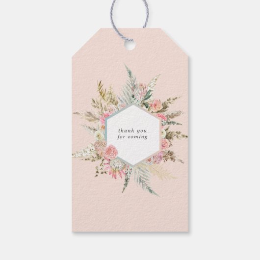 Elegant Blush Bohemian Floral Vrijgezellenfeest Cadeaulabel (Achterkant)