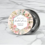 Elegant Blush Bohemian Floral Vrijgezellenfeest Ronde Button 3,2 Cm<br><div class="desc">Ons "Bohemian Elegant Floral" collectie heeft mooie blush en licht blauwgroen bloemen met voldoende droog gebladerte op verschillende pastelachtergronden in combinatie met een elegant script voor al uw persoonlijke informatie. We zijn er zeker van dat u graag verschillende items uit dit collectie zult mixen en matchen. Bekijk onze winkel voor...</div>