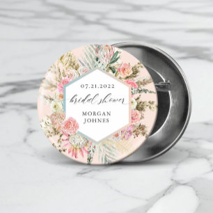 Elegant Blush Bohemian Floral Vrijgezellenfeest Ronde Button 3,2 Cm
