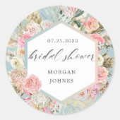 Elegant Blush Bohemian Floral Vrijgezellenfeest Ronde Sticker (Voorkant)