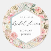 Elegant Blush Bohemian Floral Vrijgezellenfeest Ronde Sticker (Voorkant)