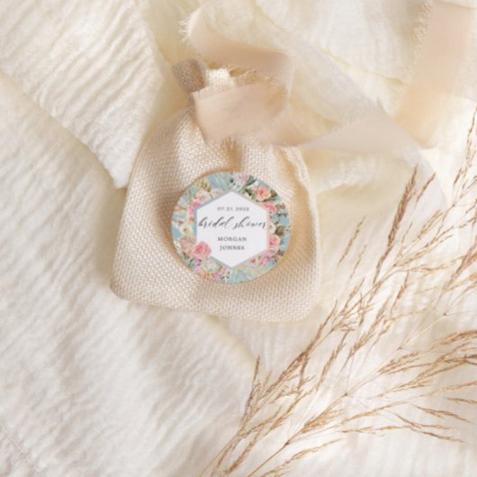 Elegant Blush Bohemian Floral Vrijgezellenfeest Ronde Sticker