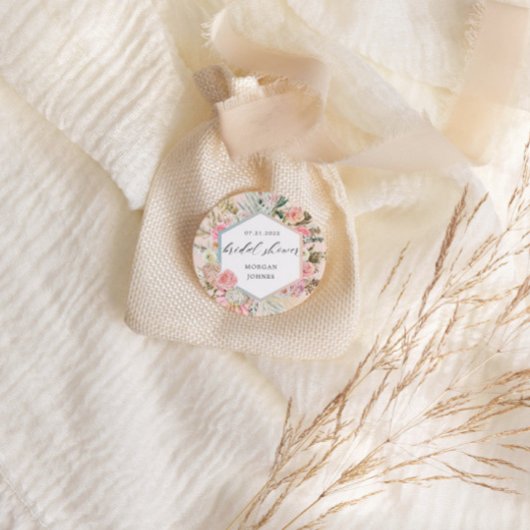 Elegant Blush Bohemian Floral Vrijgezellenfeest Ronde Sticker