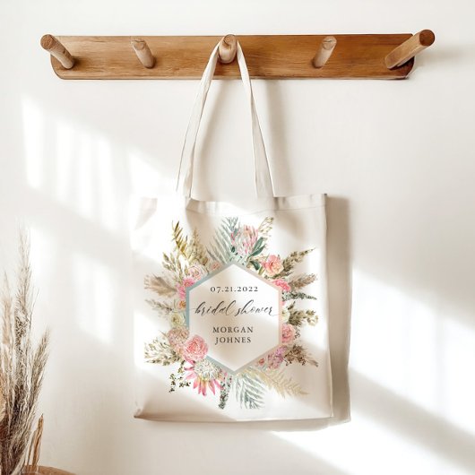 elegant blush bohemian floral Vrijgezellenfeest Tote Bag