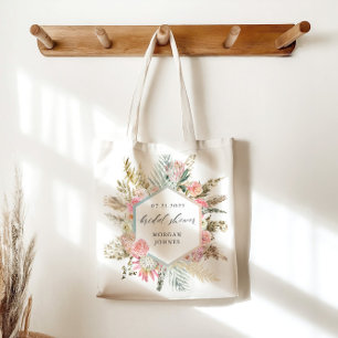 elegant blush bohemian floral Vrijgezellenfeest Tote Bag