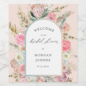 Elegant Blush Bohemian Floral Vrijgezellenfeest Wijn Etiket (Enkel label)
