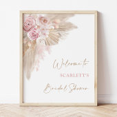 Elegant Blush Boho Pampas Vrijgezellenfeest Welkom Poster