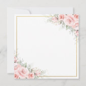 Elegant Blush Bord Roze Bloemen Goud Bruiloft Vier Kaart (Achterkant)