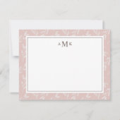 Elegant Blush Botanical Monogrammed Notitiekaartje (Voorkant)