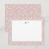 Elegant Blush Botanical Monogrammed Notitiekaartje (Voorkant / Achterkant)