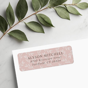 Elegant Blush Botanical Return Address Etiket