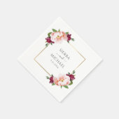 Elegant Blush Bourgondië Floral Gold Bruiloft Servet (Hoek)