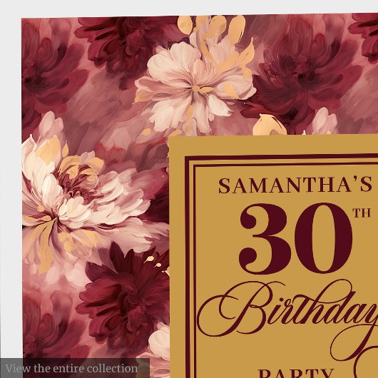 Elegant Blush Bourgondië Goud 30ste Verjaardagsfee Servet