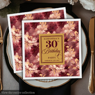 Elegant Blush Bourgondië Goud 30ste Verjaardagsfee Servet