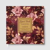 Elegant Blush Bourgondië Goud Bloemen Bruiloft Gastenboek (Voorkant)