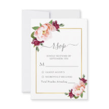 Elegant Blush Bourgondië Goud Bloemen Bruiloft