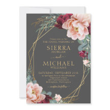 Elegant Blush Bourgondië Grijs Goud Peony Bruiloft