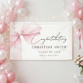 Elegant Blush Bow Text Congratulations Banner