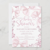 Elegant Blush Bow Theme Girl Baby shower Kaart (Voorkant)