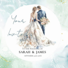 Elegant Blush Bruiloft Ronde Sticker