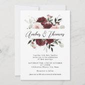 Elegant Blush Burgundy & Blush Floral Wedding Kaart (Voorkant)