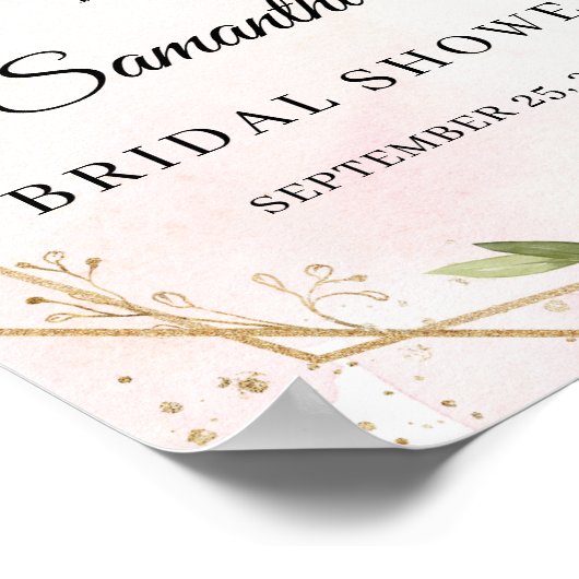 Elegant blush burgundy floral gold welkomstteken poster (Hoek)