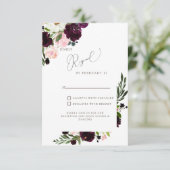 Elegant Blush & Burgundy Floral Wedding RSVP (Staand voorkant)