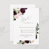 Elegant Blush & Burgundy Floral Wedding RSVP (Voorkant / Achterkant)