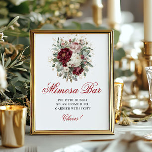 Elegant Blush Burgundy Mimosa Bar 8x10 Bord Poster