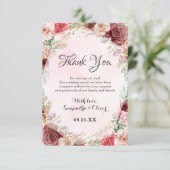 Elegant Blush Burgundy Roos Floral Jubileum Bedankkaart (Staand voorkant)