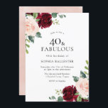 Elegant Blush & Burgundy Waterverf 40th Birthday Kaart<br><div class="desc">Elegant Blush & Burgundy Waterverf 40th Birthday Invitation We hebben ook genoeg andere uitnodigingen en collecties.</div>