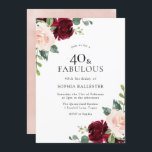 Elegant Blush & Burgundy Waterverf 40th Birthday Kaart<br><div class="desc">Elegant Blush & Burgundy Waterverf 40th Birthday Invitation We hebben ook genoeg andere uitnodigingen en collecties.</div>