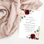 Elegant Blush & Burgundy Waterverf Floral Wedding Kaart