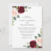Elegant Blush & Burgundy Waterverf Floral Wedding Kaart (Voorkant)