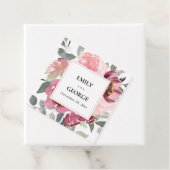 ELEGANT BLUSH BURGUNDY WATERVERF FLORAL WEDING BEDANKJES LABELS (In situ)