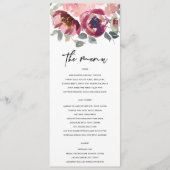 ELEGANT BLUSH BURGUNDY WATERVERF FLORAL WEDING MENU (Voorkant)