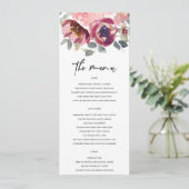 ELEGANT BLUSH BURGUNDY WATERVERF FLORAL WEDING MENU (Staand voorkant)