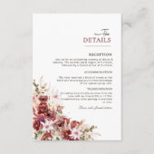 Elegant Blush & Burgundy Wedding Information Card Informatiekaartje (Voorkant)