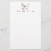 Elegant Blush Butterfly - Aangepast Briefpapier (Voorkant)
