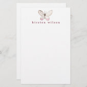 Elegant Blush Butterfly - Aangepast Briefpapier (Voorkant / Achterkant)